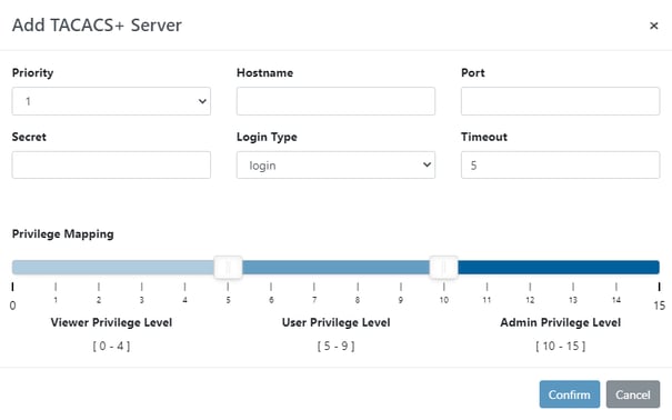 Profitap vTAP: TACACS+ authentication