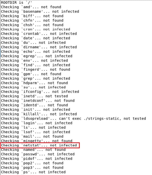 Output Portion Chkrootkit Scan