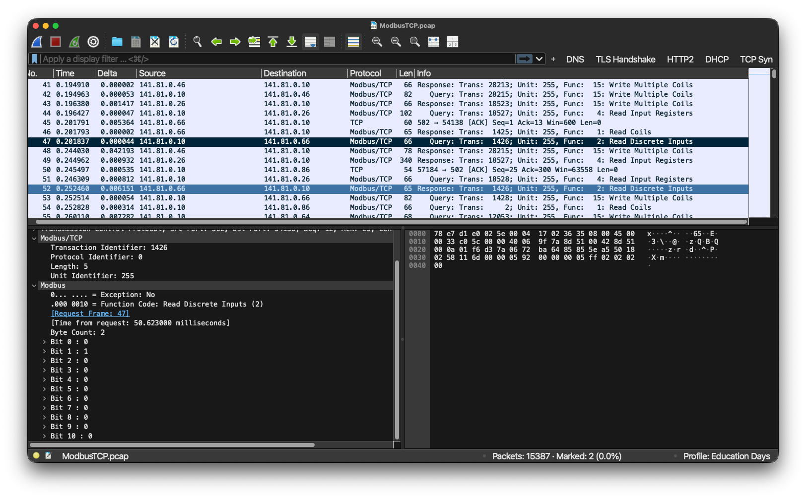 Wireshark screenshhot from Roland Knall